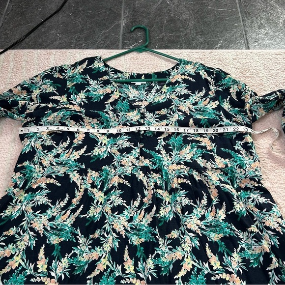 J Jill Floral 100% Cotton Midi Dress 3/4 Sleeves Size 2X Spring Summer Easter - Picture 7 of 12